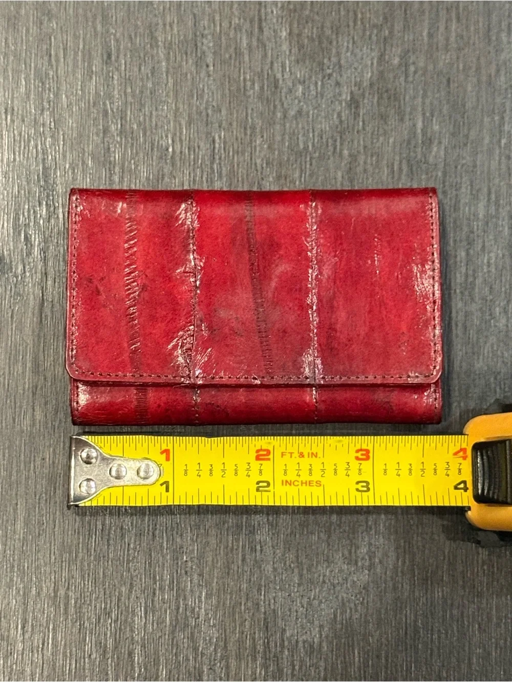 Vintage Bugatti Red Eel Skin Key Case & Zipper Pouch